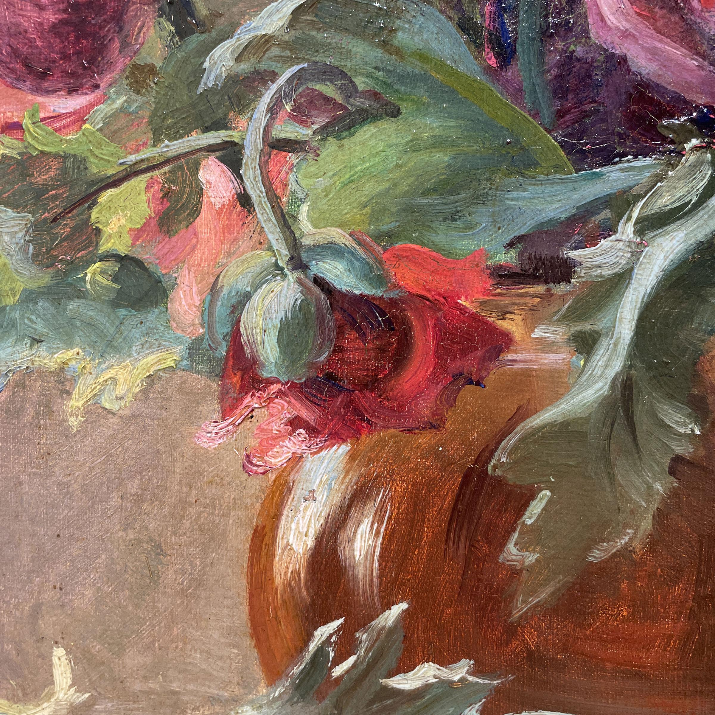 French Painting Still Life with Poppies, 1920, M.Belier 4