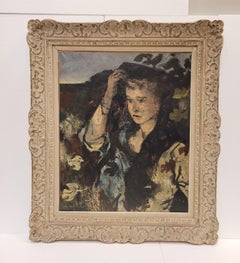 French Painting woman portrait, Rouland Oudot , Japonisme