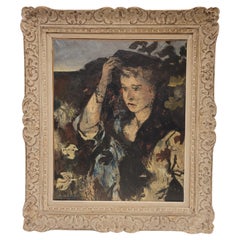 French Painting woman portrait, Rouland Oudot , Japonisme