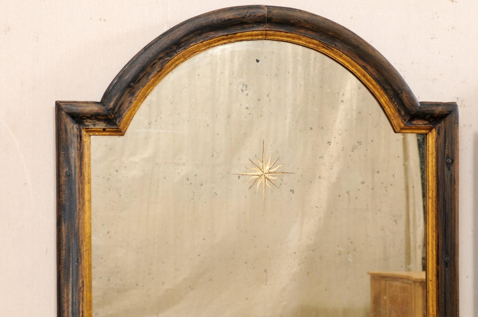 French Pair 19th C, Mirrors with Arched Crest & Sunburst Accents  1