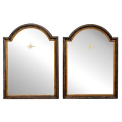 French Pair 19th C, Mirrors with Arched Crest 
Sunburst Accents