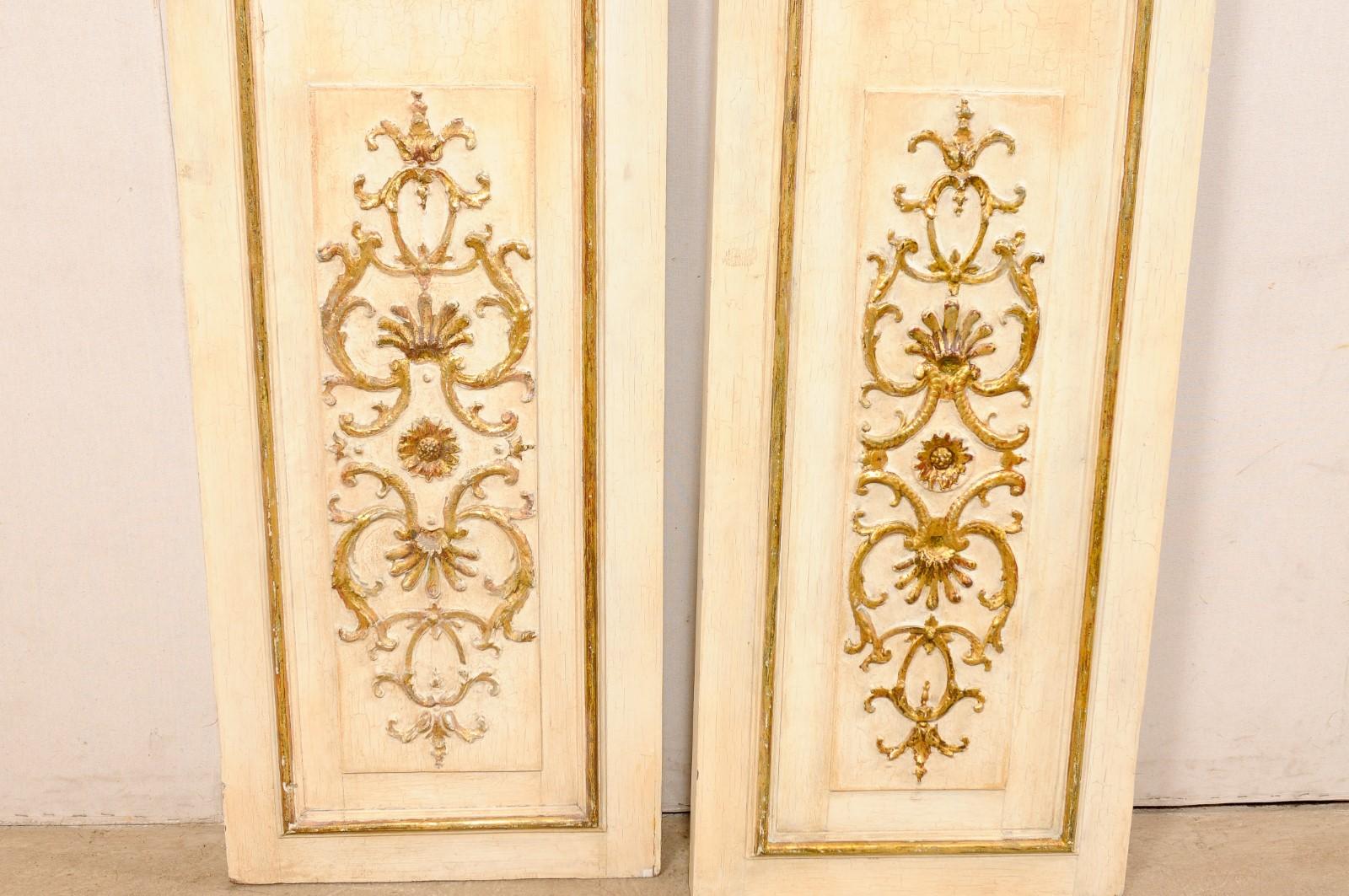 French Pair Decorative Wall Panels W/Gilt Rinceaux & Shell Accents For Sale 3