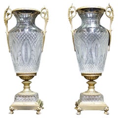 French Pair Cut Crystal Vases