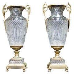 French Pair Cut Crystal Vases