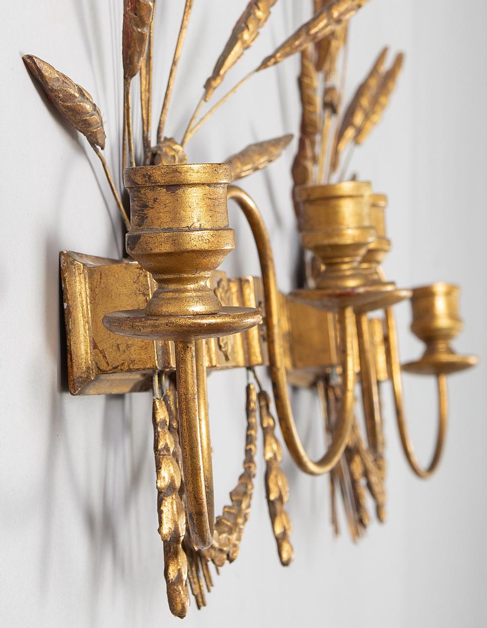 Napoleon III French Pair of Gilded Wall Sconces For Sale