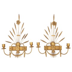 French Pair of Gilded Wall Sconces