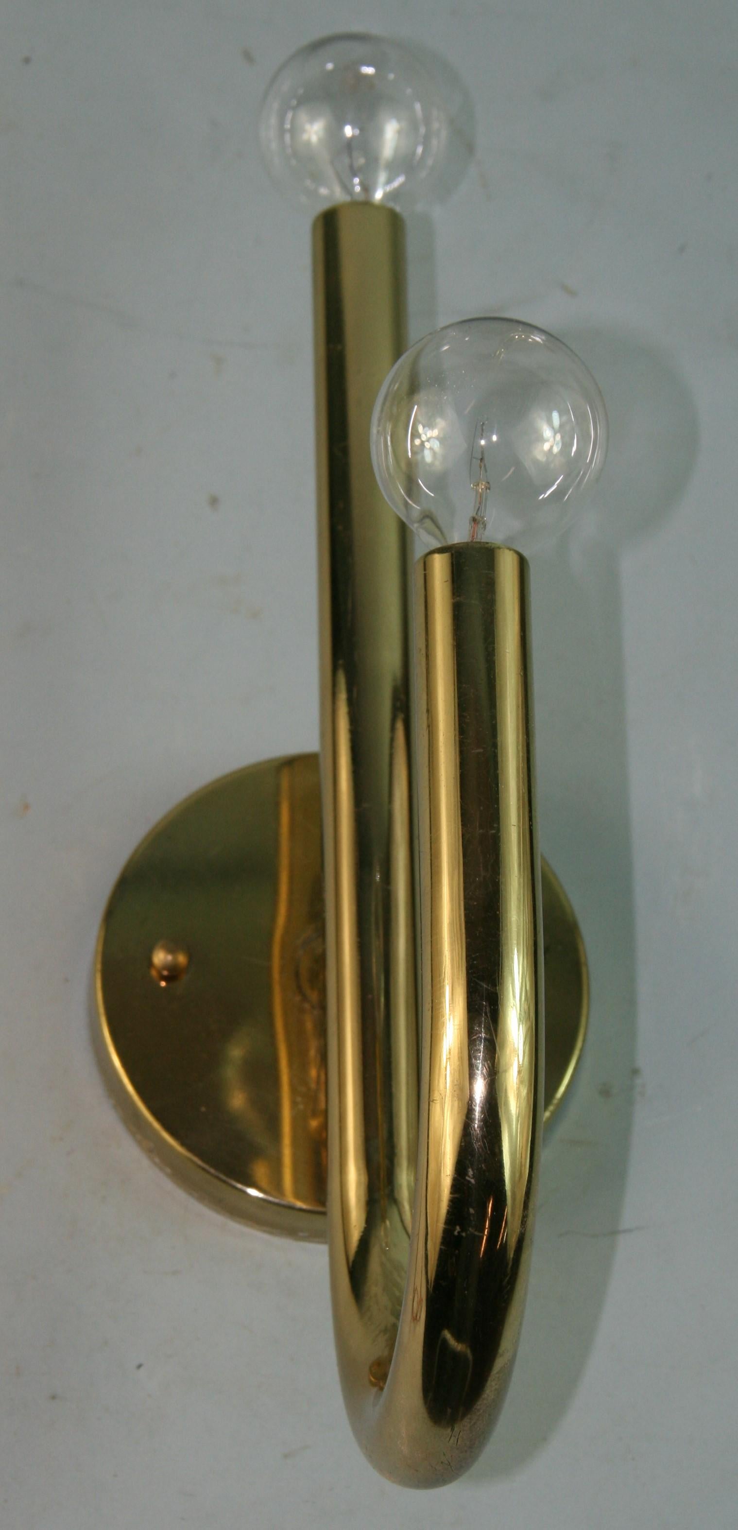Metal French Pair Large  J Two Light sconces (2 pair available)  For Sale