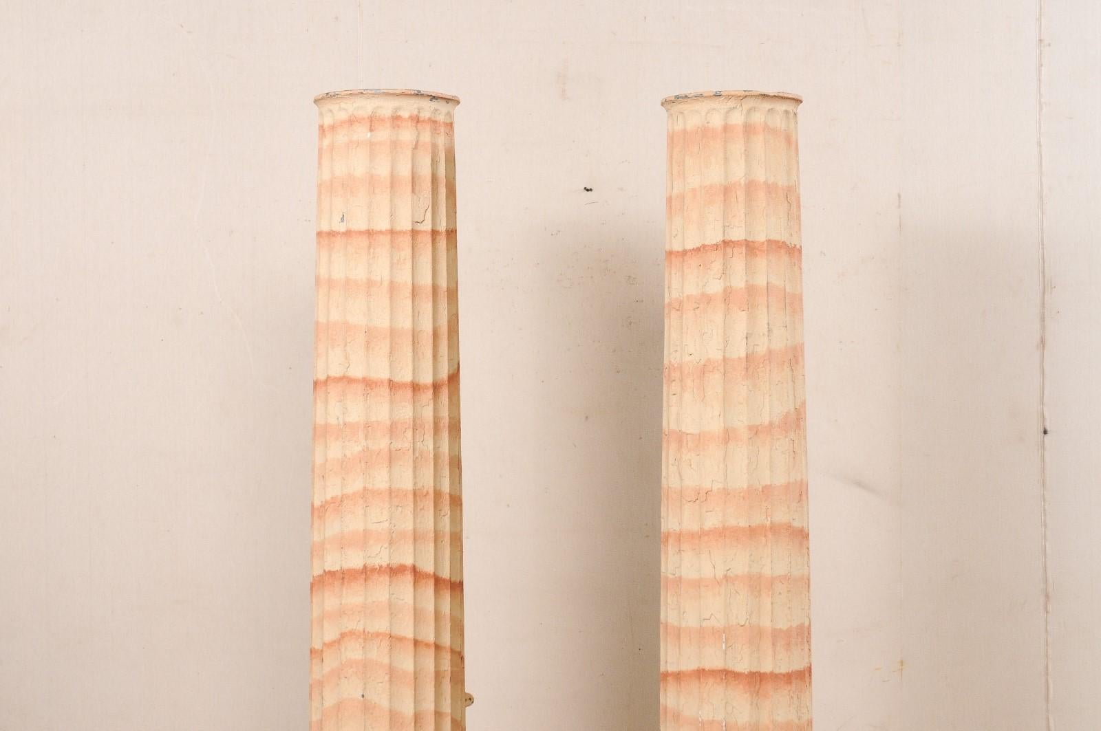 French Pair Late 19th C. Fluted Iron Columns w/Painted Finish For Sale 5