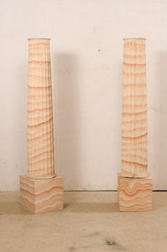 French Pair Late 19th C. Fluted Iron Columns w/Painted Finish