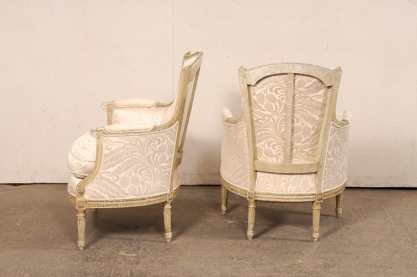 French Pair Louis XVI Style Antique Tub Chairs, Early 20th C. For Sale 5