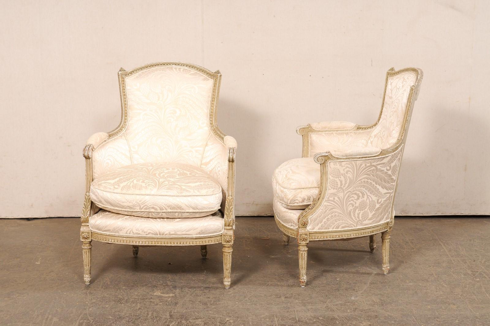 French Pair Louis XVI Style Antique Tub Chairs, Early 20th C. For Sale 6