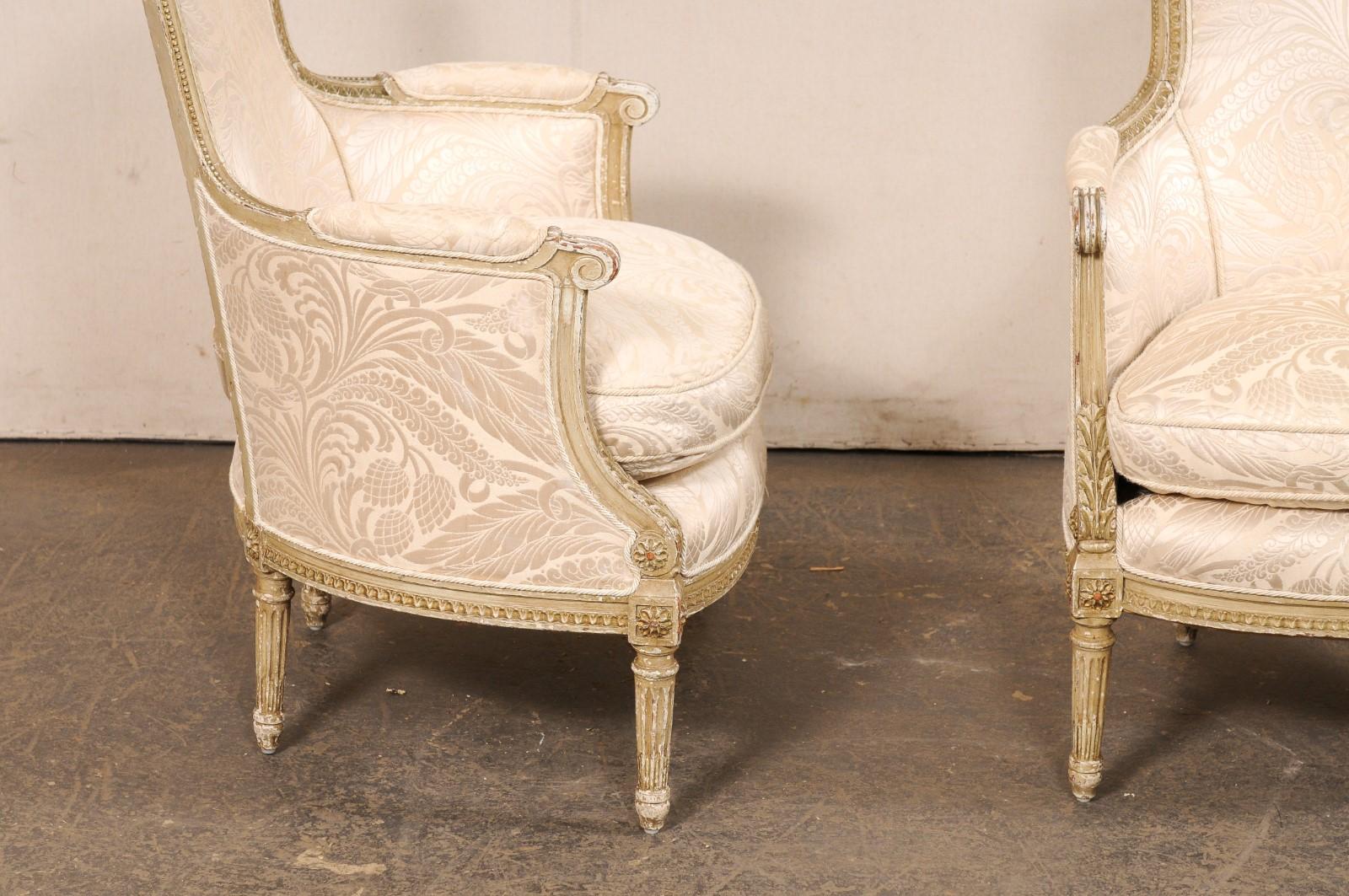 French Pair Louis XVI Style Antique Tub Chairs, Early 20th C. For Sale 1