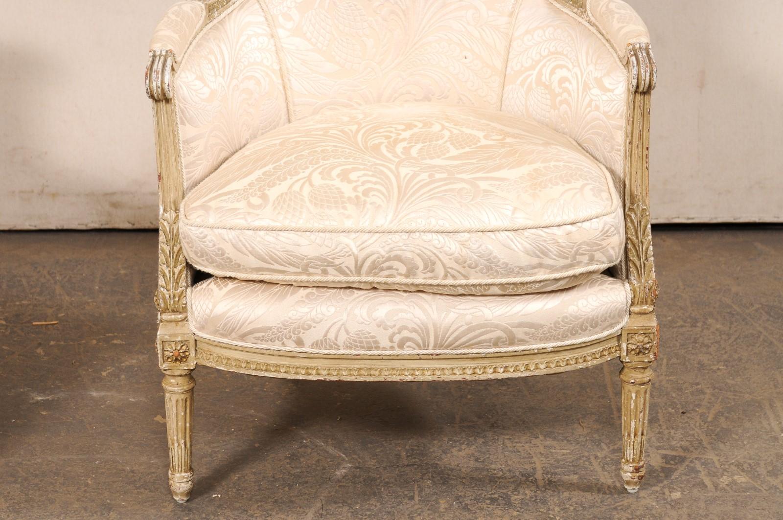 French Pair Louis XVI Style Antique Tub Chairs, Early 20th C. For Sale 3
