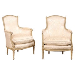 French Pair Louis XVI Style Antique Tub Chairs, Early 20th C.