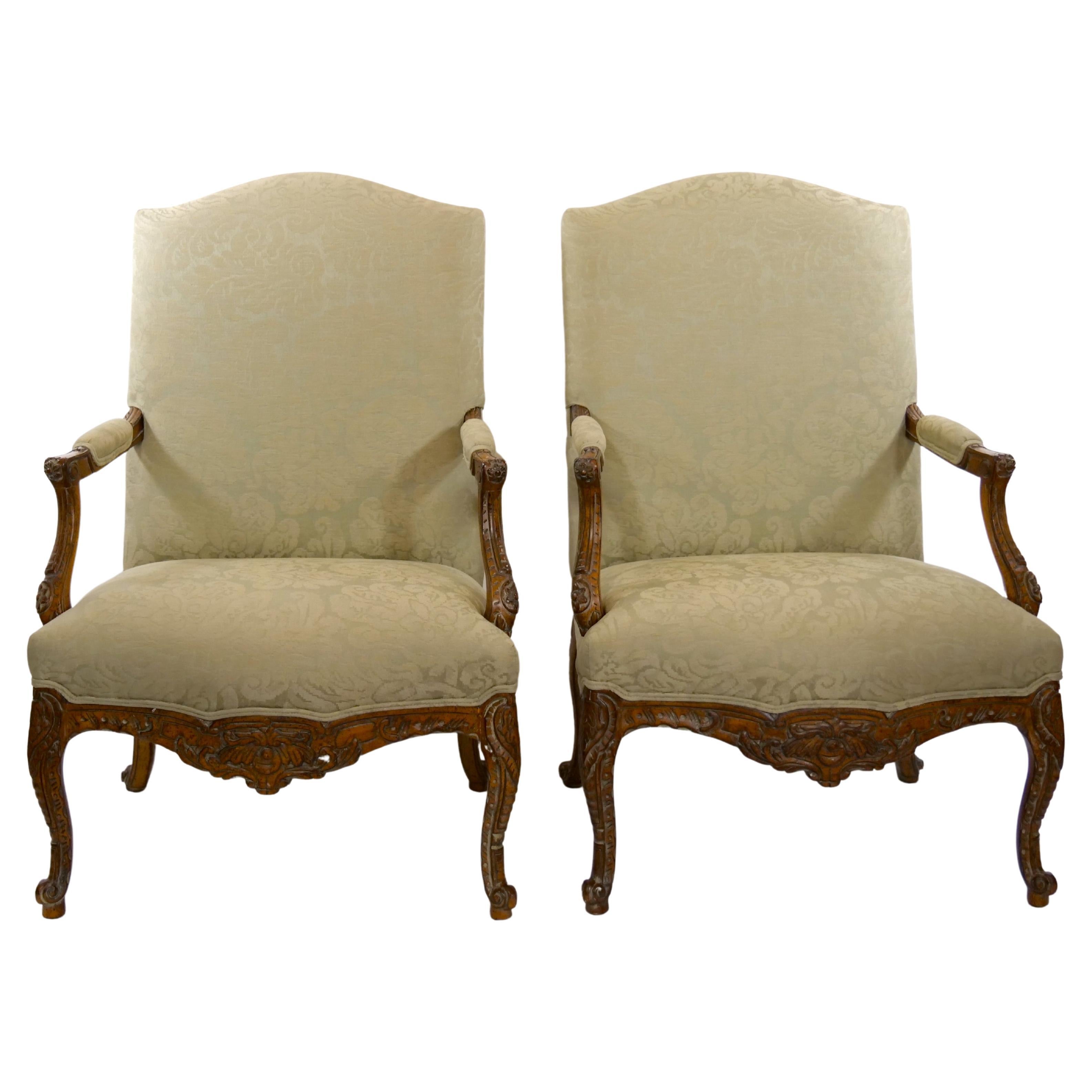 Pair Antique French Reupholstered Bergère Chairs at 1stDibs