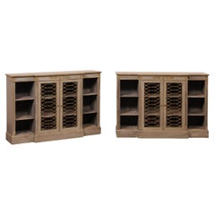 Vintage French Pair Neoclassic Breakfront Bookcase Consoles w/Beautiful Brass Accents