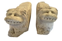 French Pair Of 14th Century Lion Sculptures