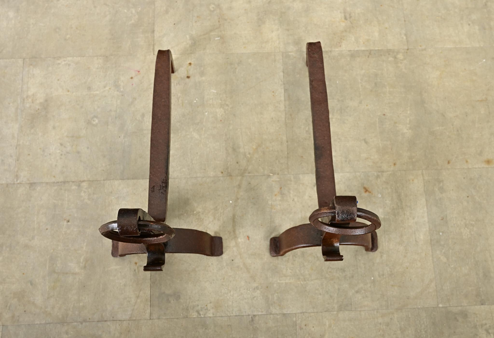 Other French Pair of 18th Century Forged Iron Chenets For Sale