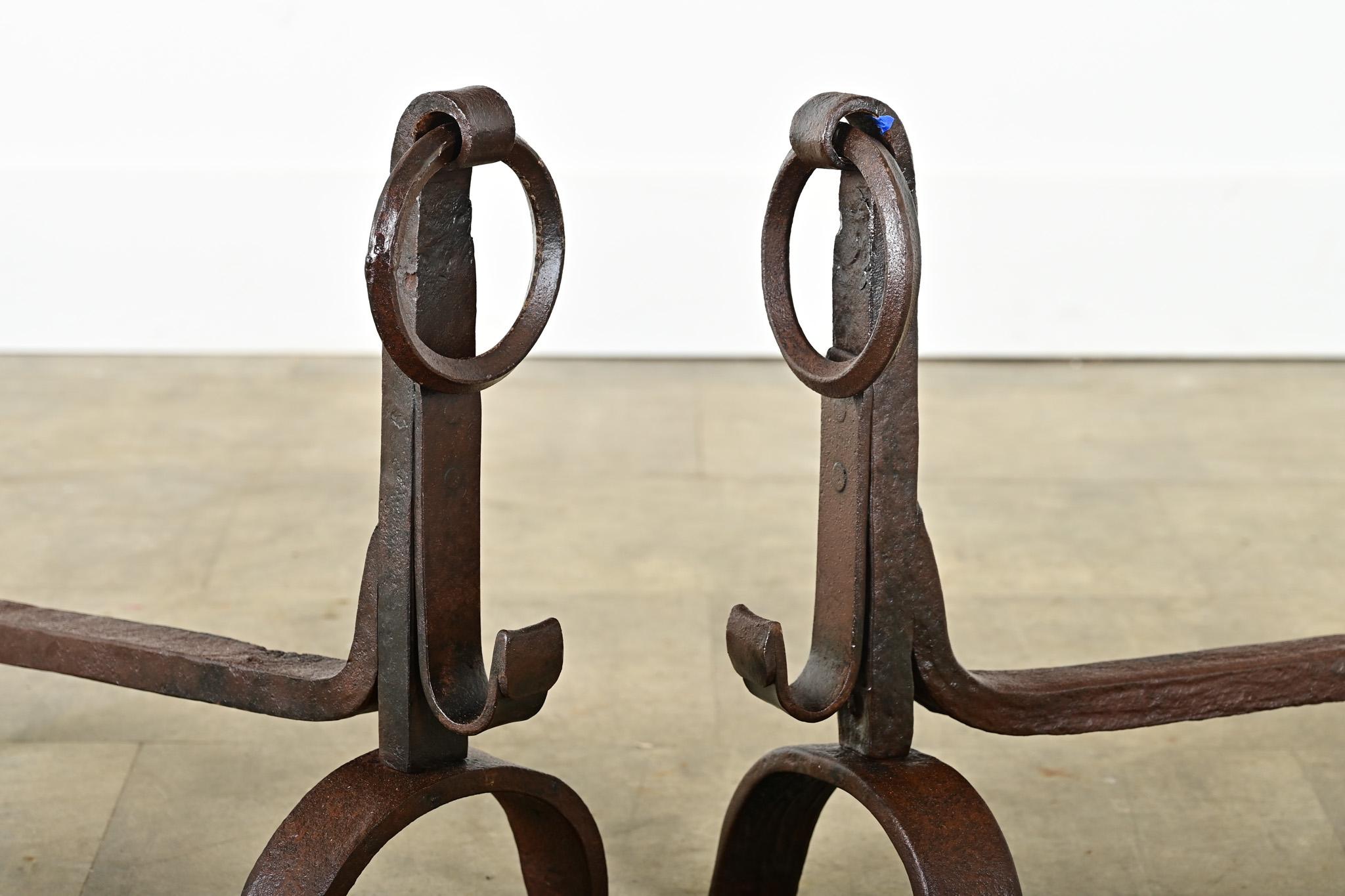 French Pair of 18th Century Forged Iron Chenets For Sale 2