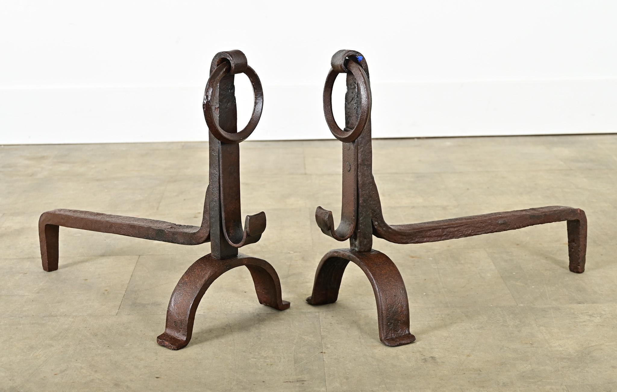 French Pair of 18th Century Forged Iron Chenets For Sale 3