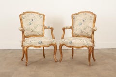 French Pair of 18th Century Louis XV Gold Gilt Fauteuils