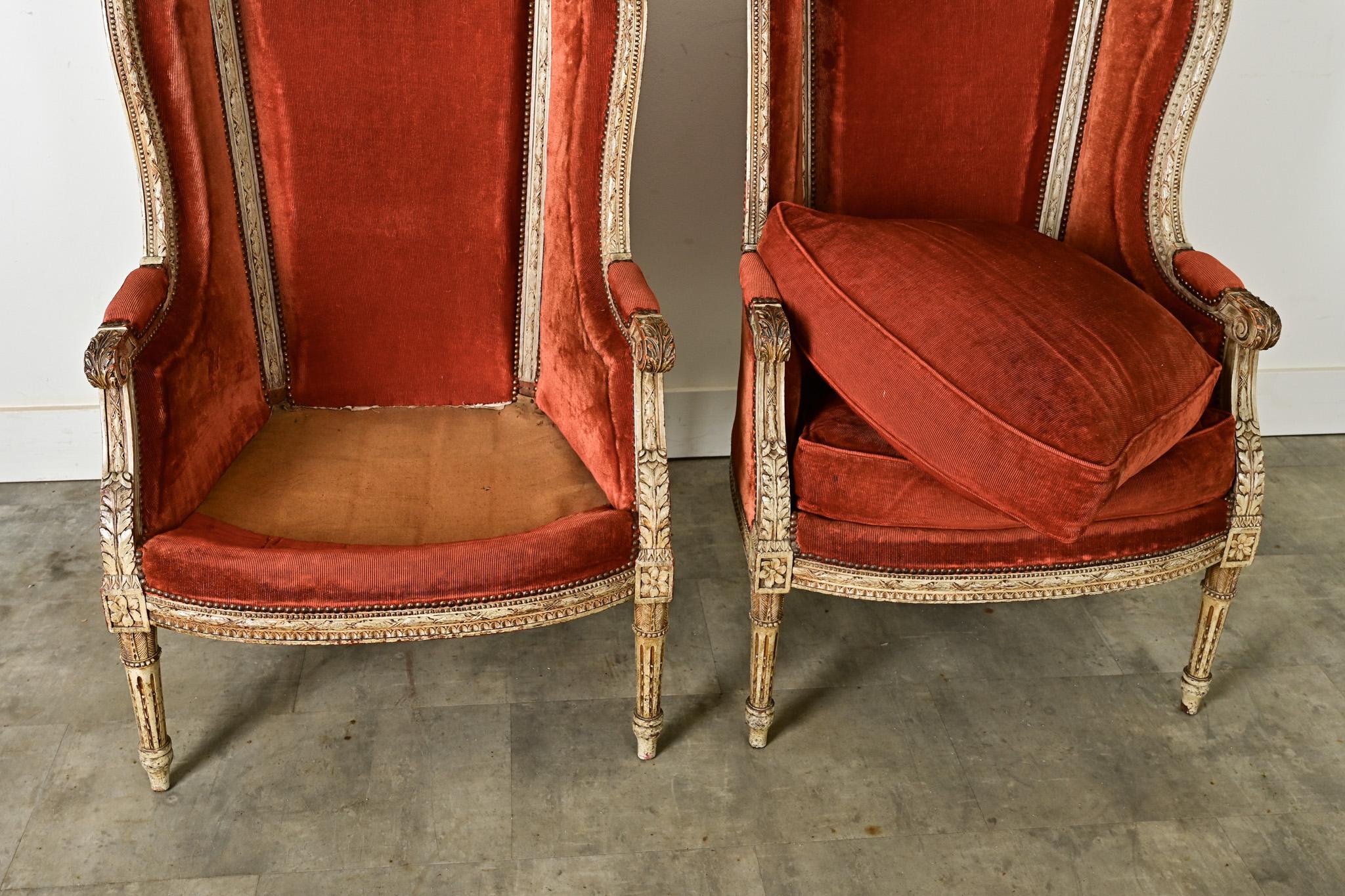 French Pair of 18th Century Louis XVI Bergere For Sale 4
