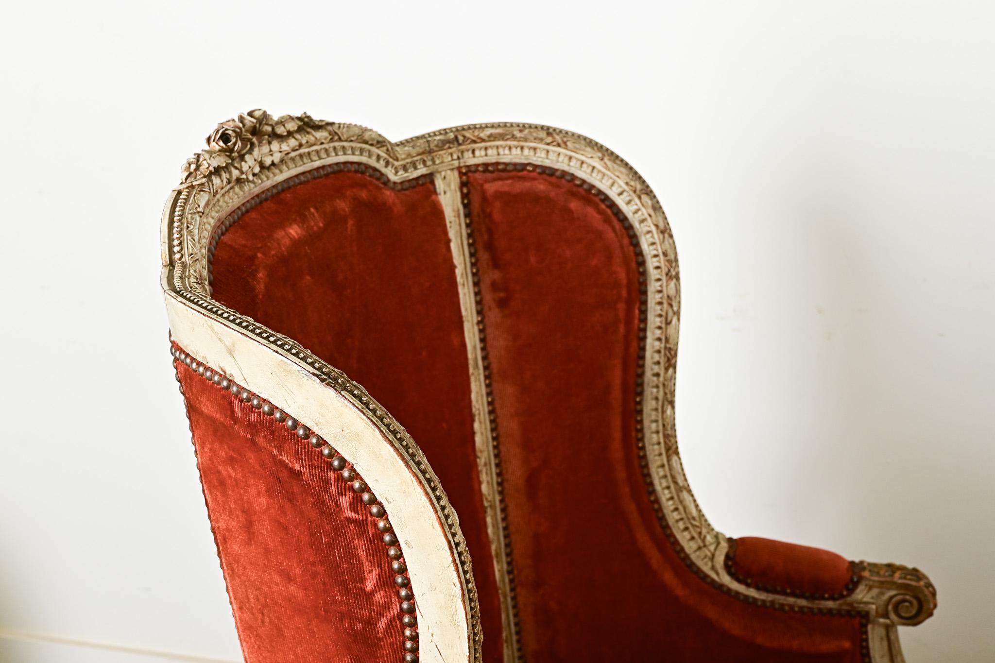 French Pair of 18th Century Louis XVI Bergere For Sale 8