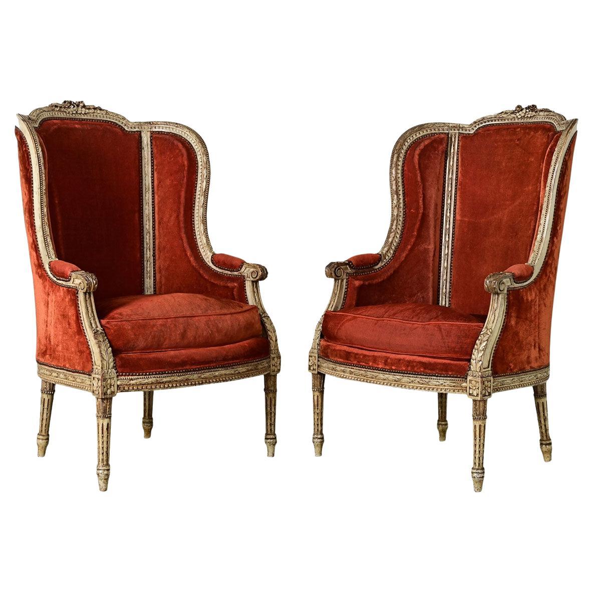 French Pair of 18th Century Louis XVI Bergere