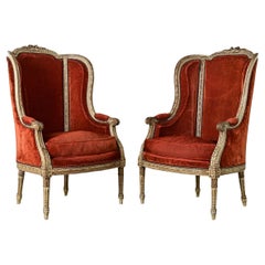 Paire de bergères Louis XVI du XVIIIe siècle