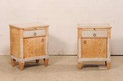 French Pair of 19th Century Bleached & Painted Wood Side Chests