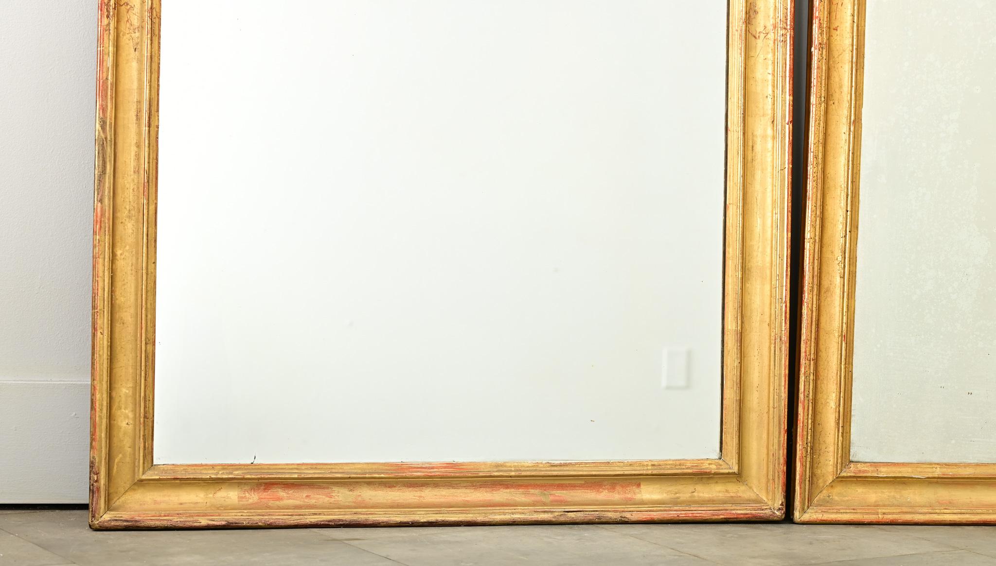 Pareja francesa de espejos dorados arqueados del siglo XIX en Bueno estado para la venta en Baton Rouge, LA