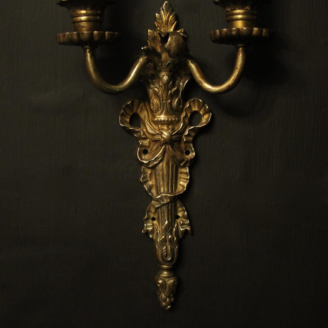 Gilt French Pair of 19th Century Bronze Antique Wall Sconces