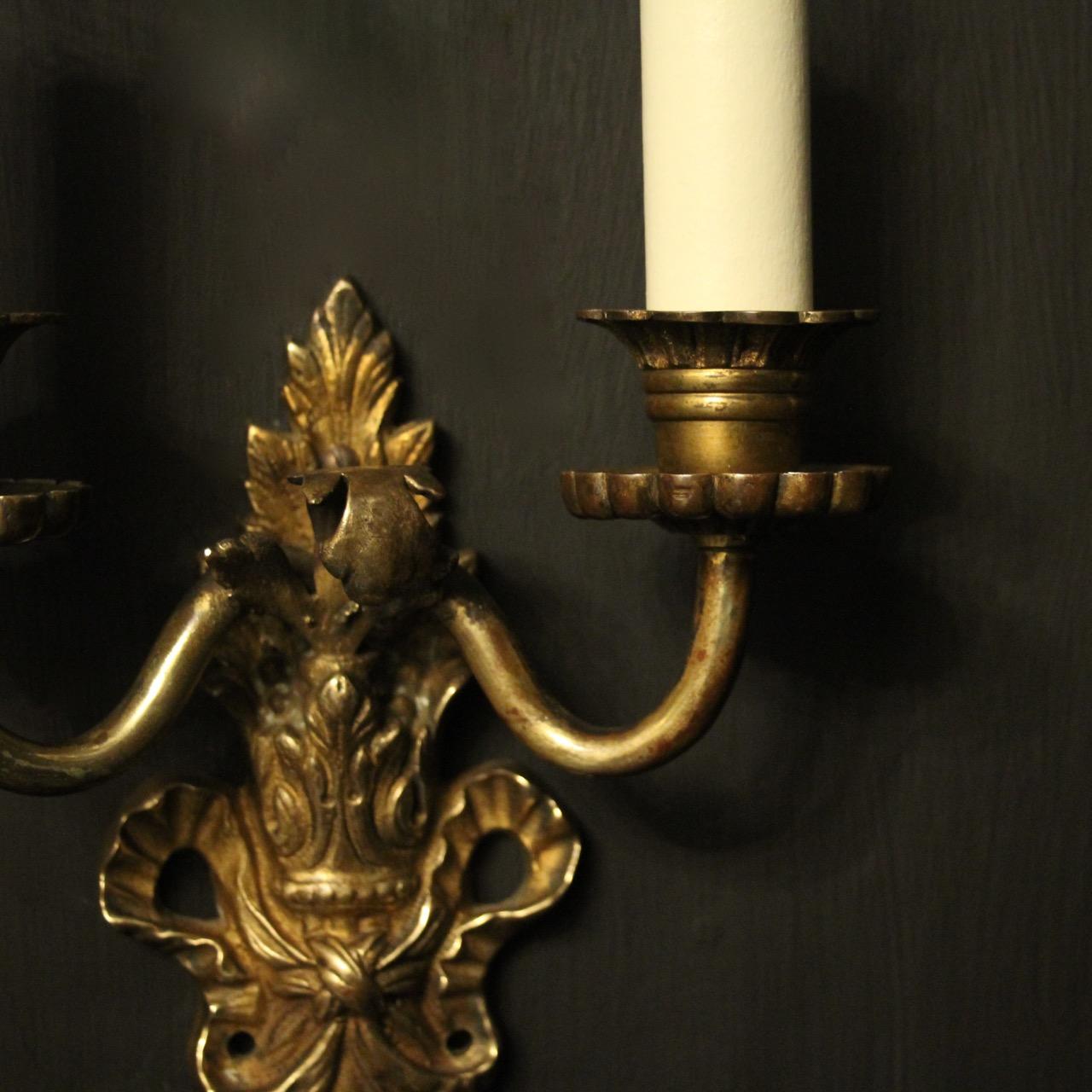 French Pair of 19th Century Bronze Antique Wall Sconces 2