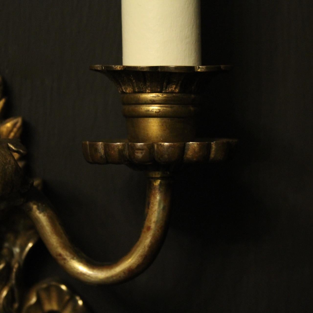 French Pair of 19th Century Bronze Antique Wall Sconces 3
