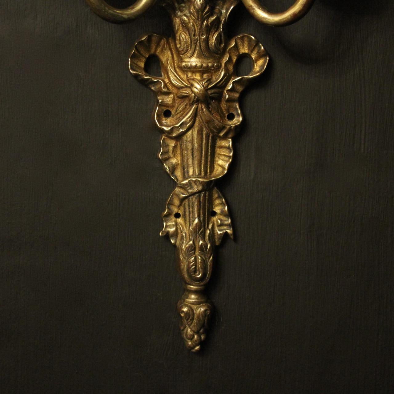 French Pair of 19th Century Bronze Antique Wall Sconces 4