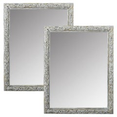 French Pair of 19th Century Carved & Painted Mirrors