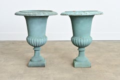 French Pair of 19th Century Cast Iron Urns
