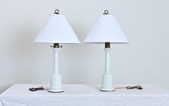 French Pair of 19th Century Milk Glass Lamps