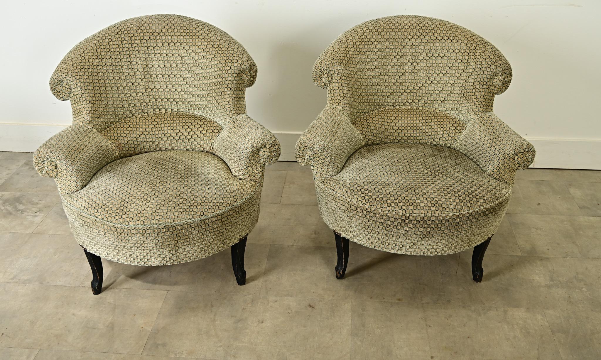 French Pair of 19th Century Napoleon III Club Chairs In Good Condition For Sale In Baton Rouge, LA