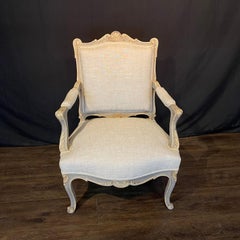 French Pair of 19th Century Updated Painted Louis XV Armchairs or Fauteuils