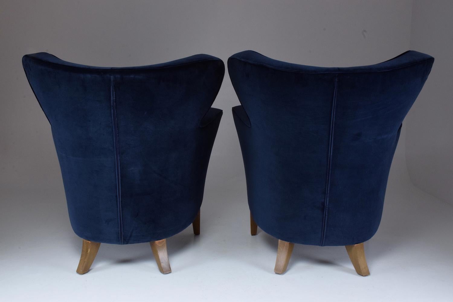 French Pair of 20th Century Velvet Armchairs, 1980s 5