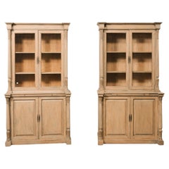 French Pair of 7+ Ft Tall Buffet à De Corps w/Wire Front Doors, Mid 20th C.