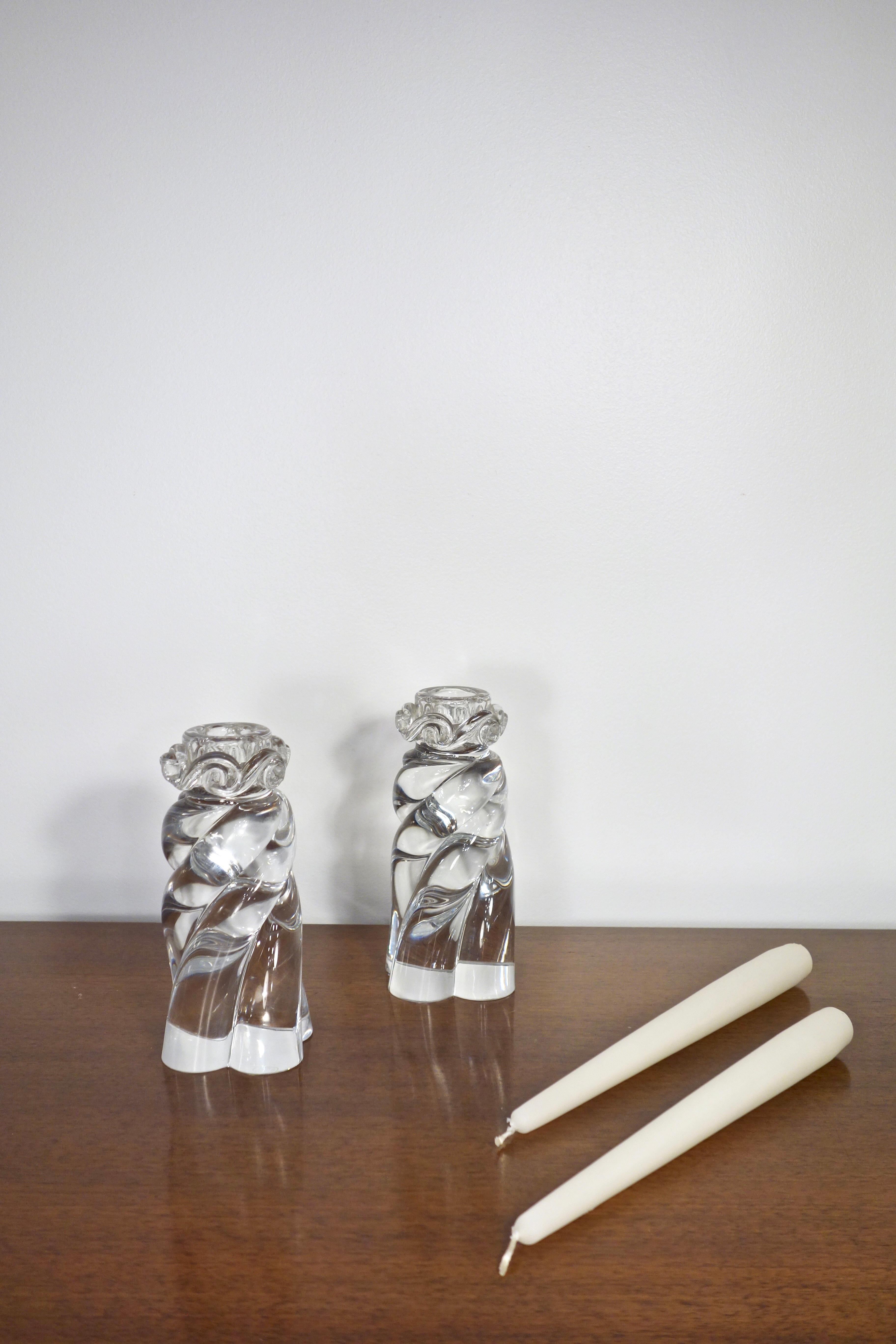 20th Century French Pair of Aladdin Crystal Candlesticks by Baccarat 1960's For Sale
