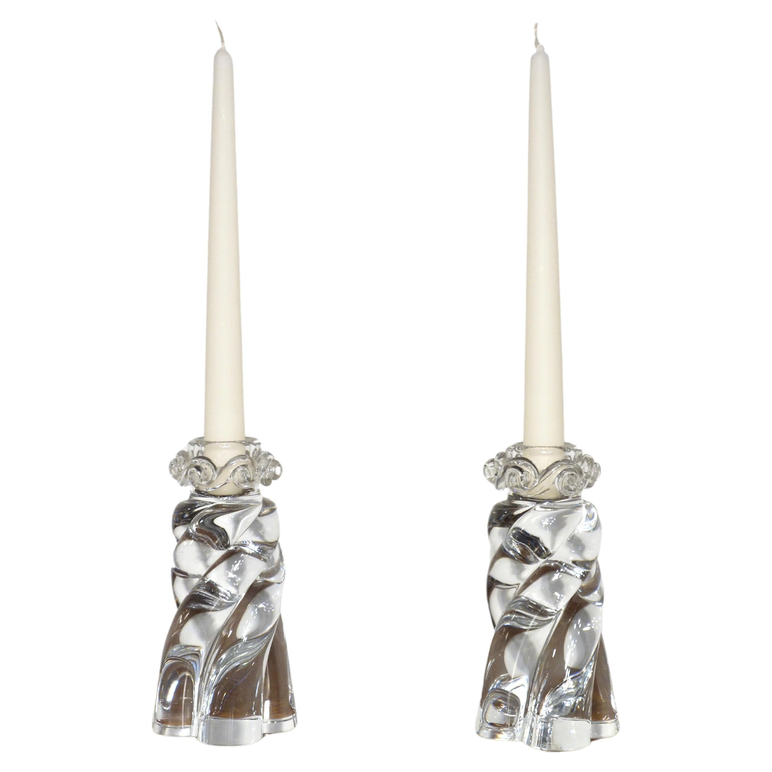 French Pair of Aladdin Crystal Candlesticks by Baccarat 1960's For Sale