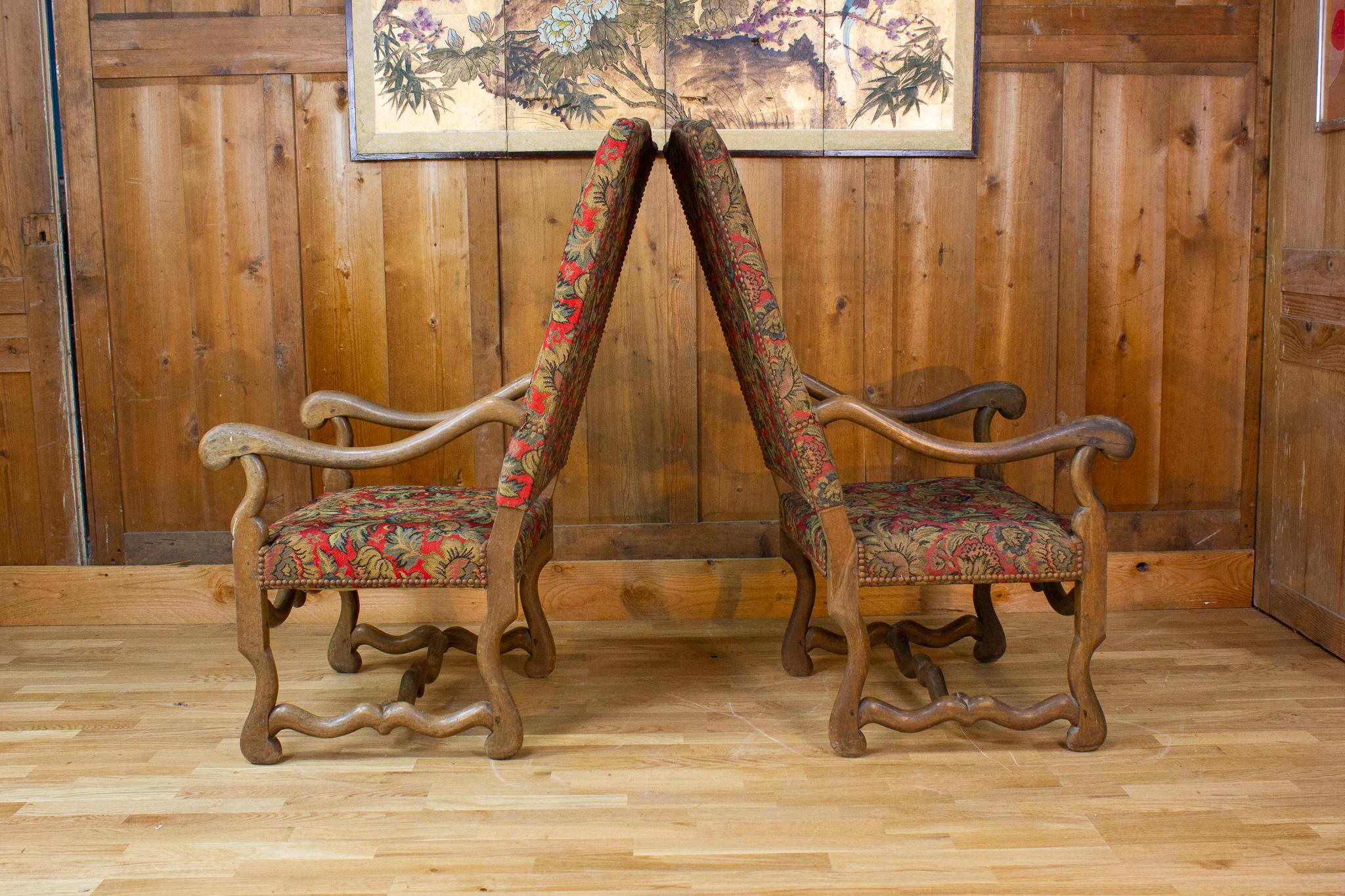 French Pair of Armchairs Louis XIV style - 1800 19th - France  In Good Condition For Sale In Beuzevillette, FR