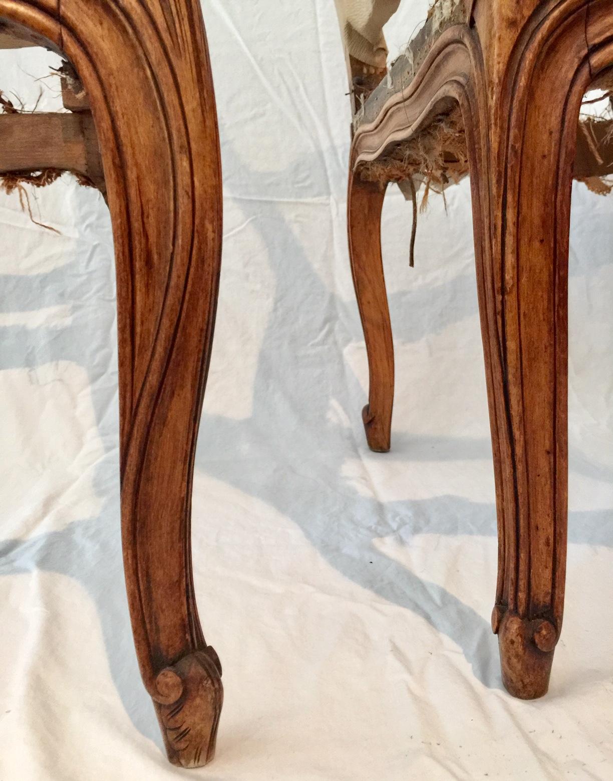 Wood French Pair of Armchair Carcasses, Montespan Style, 19th Century For Sale