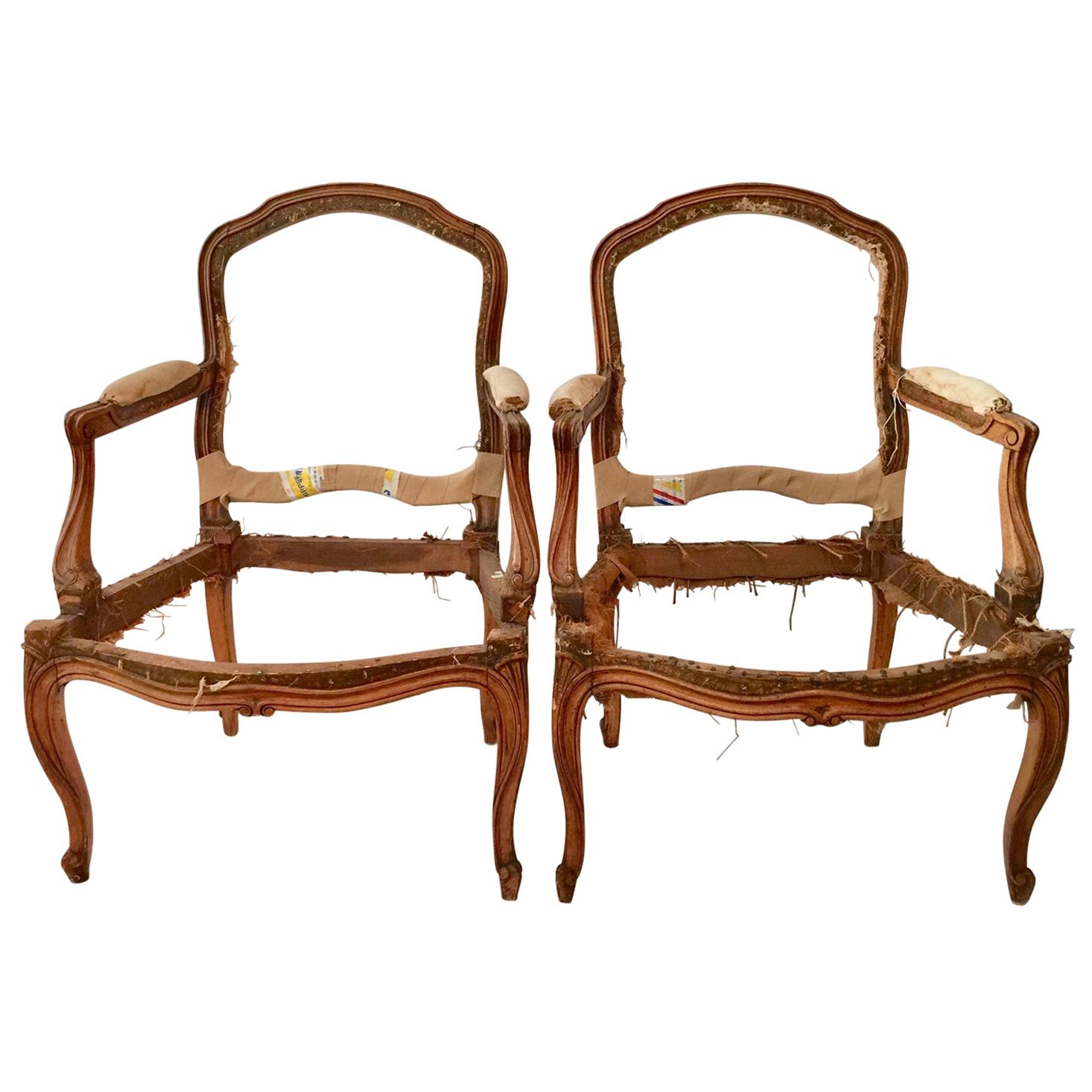 French Pair of Armchair Carcasses, Montespan Style, 19th Century For Sale
