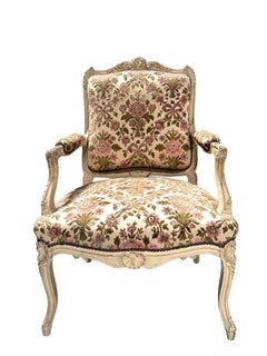 French Pair of armchairs "à la reine" carved painted wood - velvet - Louis XV