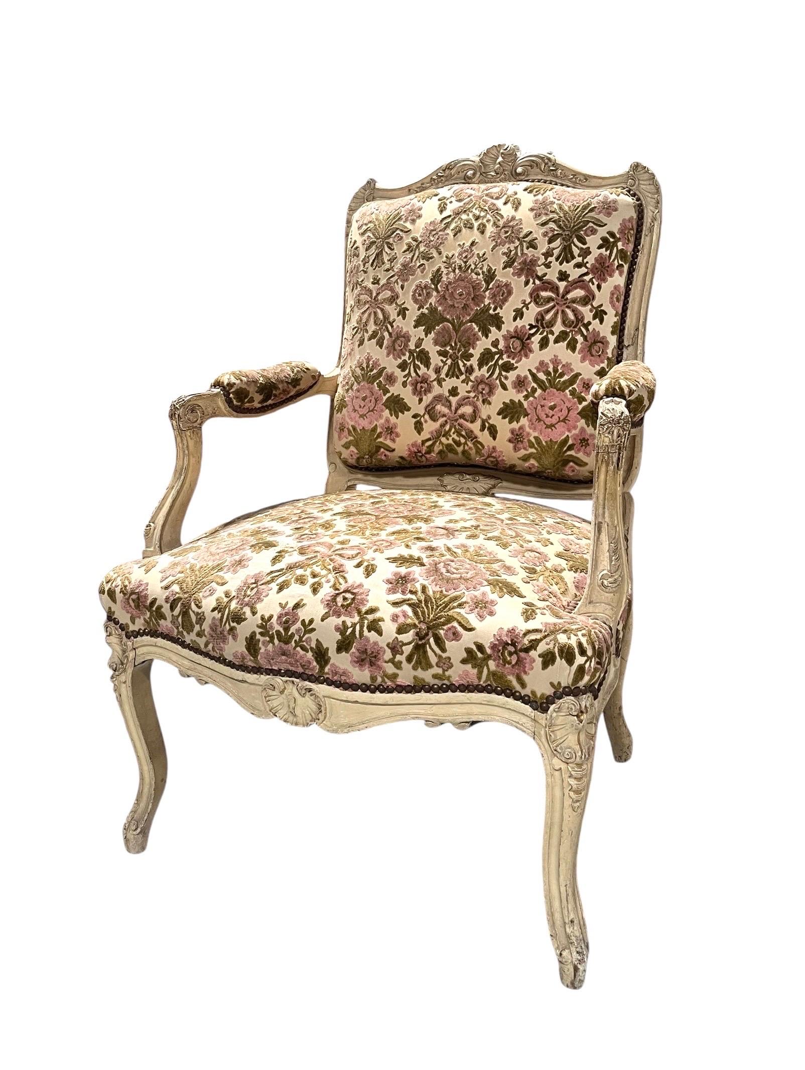 Wood French Pair of armchairs 