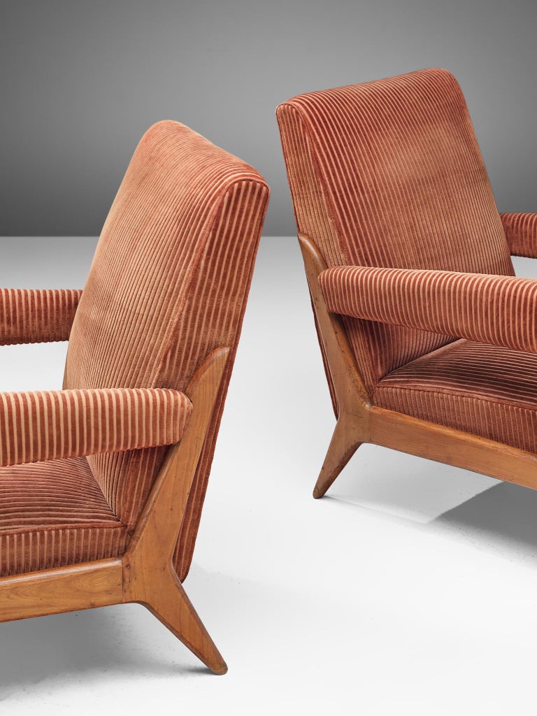 French Pair of Armchairs in Corduroy 1